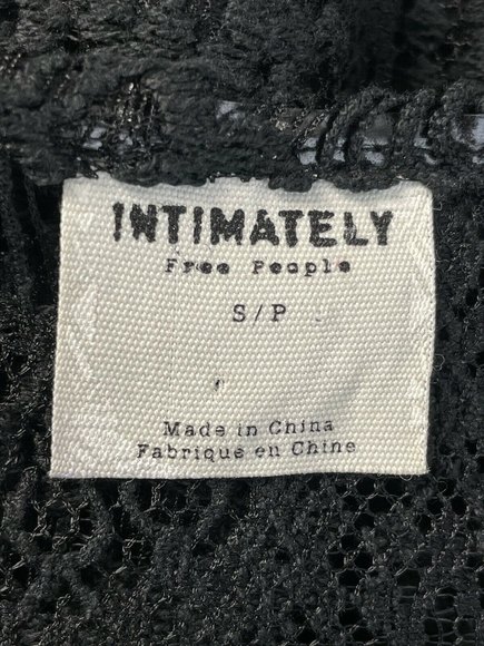 Intimately Free People Black Peekaboo Lace Slip Dress Scallop Hem Size S/M - Picture 10 of 12